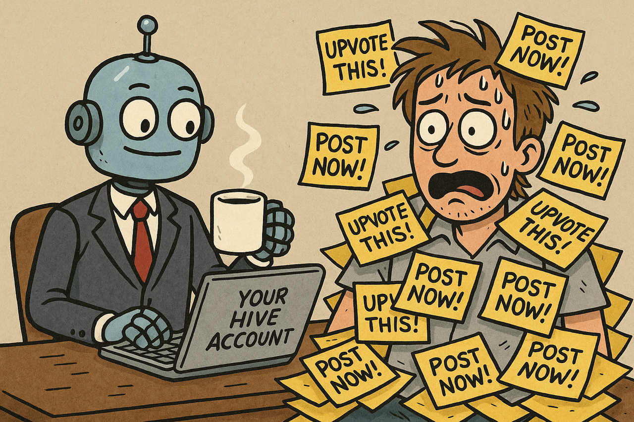 https://images.ecency.com/DQmUxVNzM4pzikqjkHq3txiU6k46uDqfaiG9npbvE1hKMeT/20250801_1355_robot_executive_chaos_simple_compose_01k1jqnr58fg7vj7cg0jh304bv.png