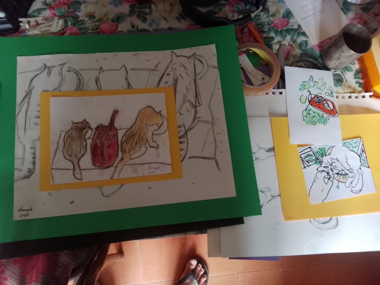 Preparing for my first expo, alongside Clare's...