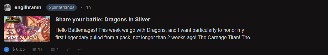 @engilhramn Share your battle: Dragons in Silver