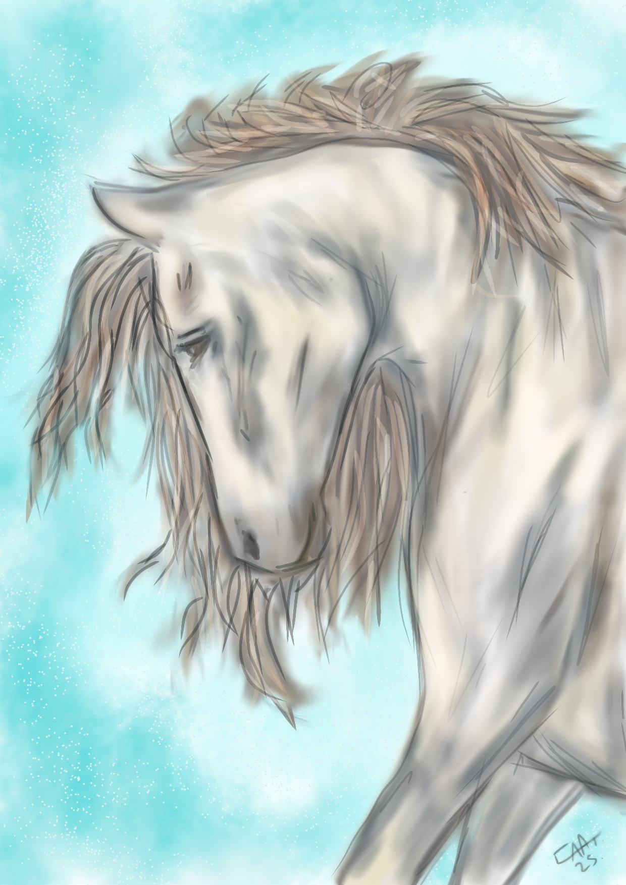 Caballo blanco en digital 🐎😄 Digital white horse 👍😁