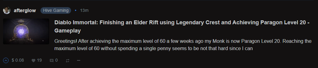@afterglow Diablo Immortal: Finishing an Elder Rift using Legendary Crest and Achieving Paragon Level 20 - Gameplay