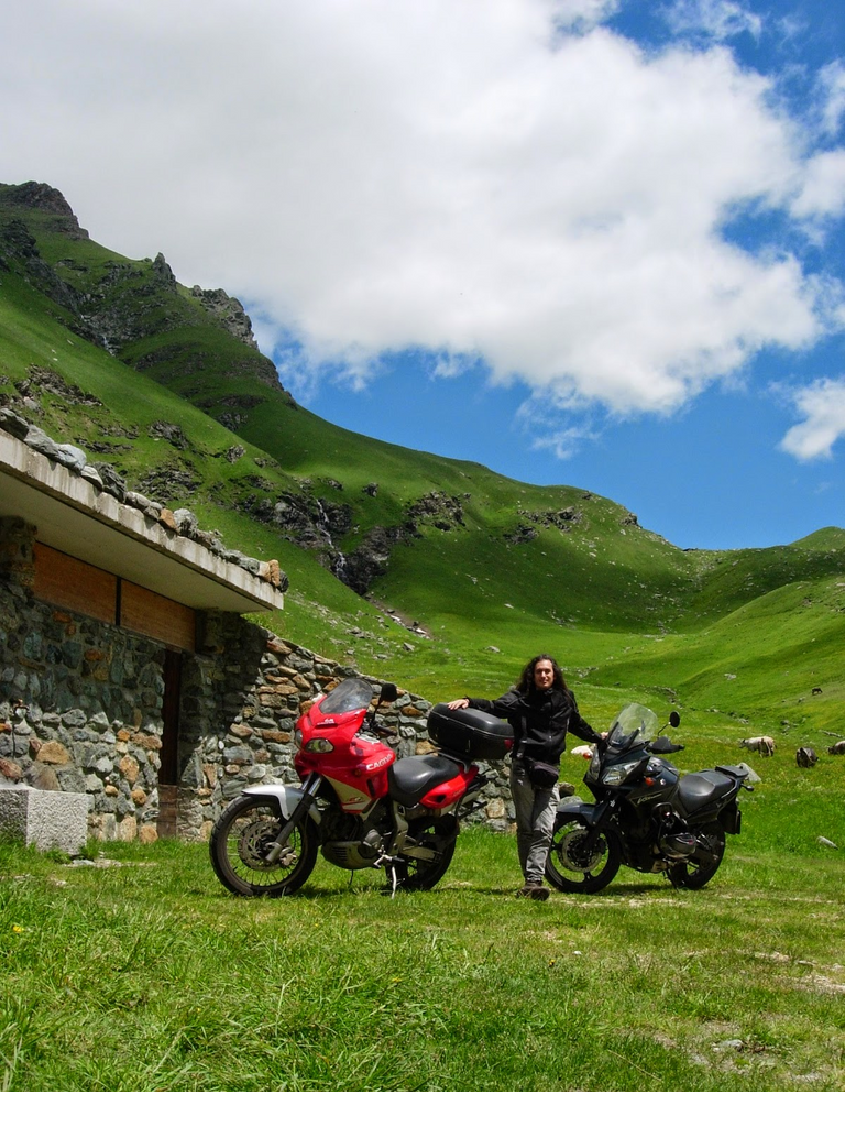 My black iron horse, Antonello’s red one and me.