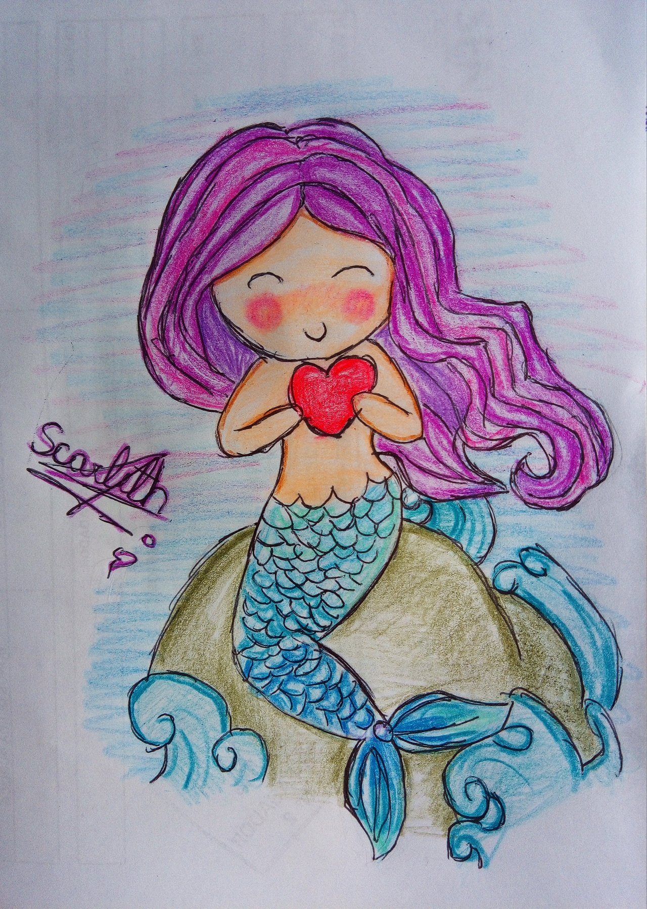 Esp-Eng] Cute mermaid|-|New Drawing|-|By @scasofia030 | PeakD