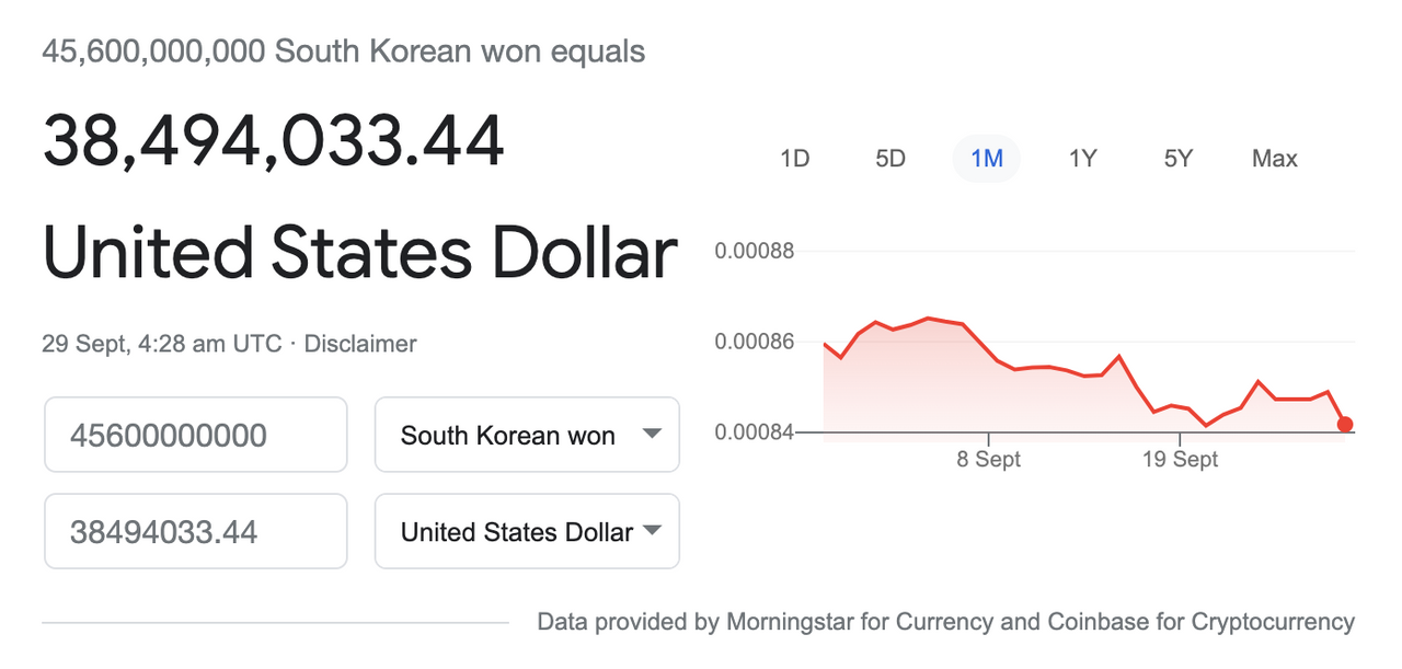 Squid Game prize money How much 45.6 billion won is in dollars