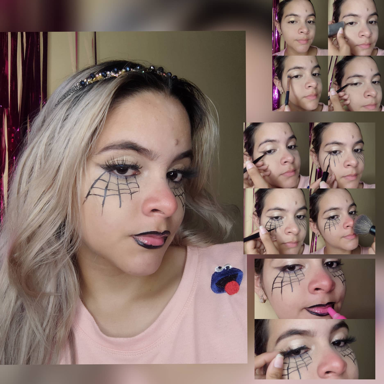 ESP-ENG] Maquillaje artístico de telarañas en mis ojos || Artistic makeup  of spider webs in my eyes | PeakD