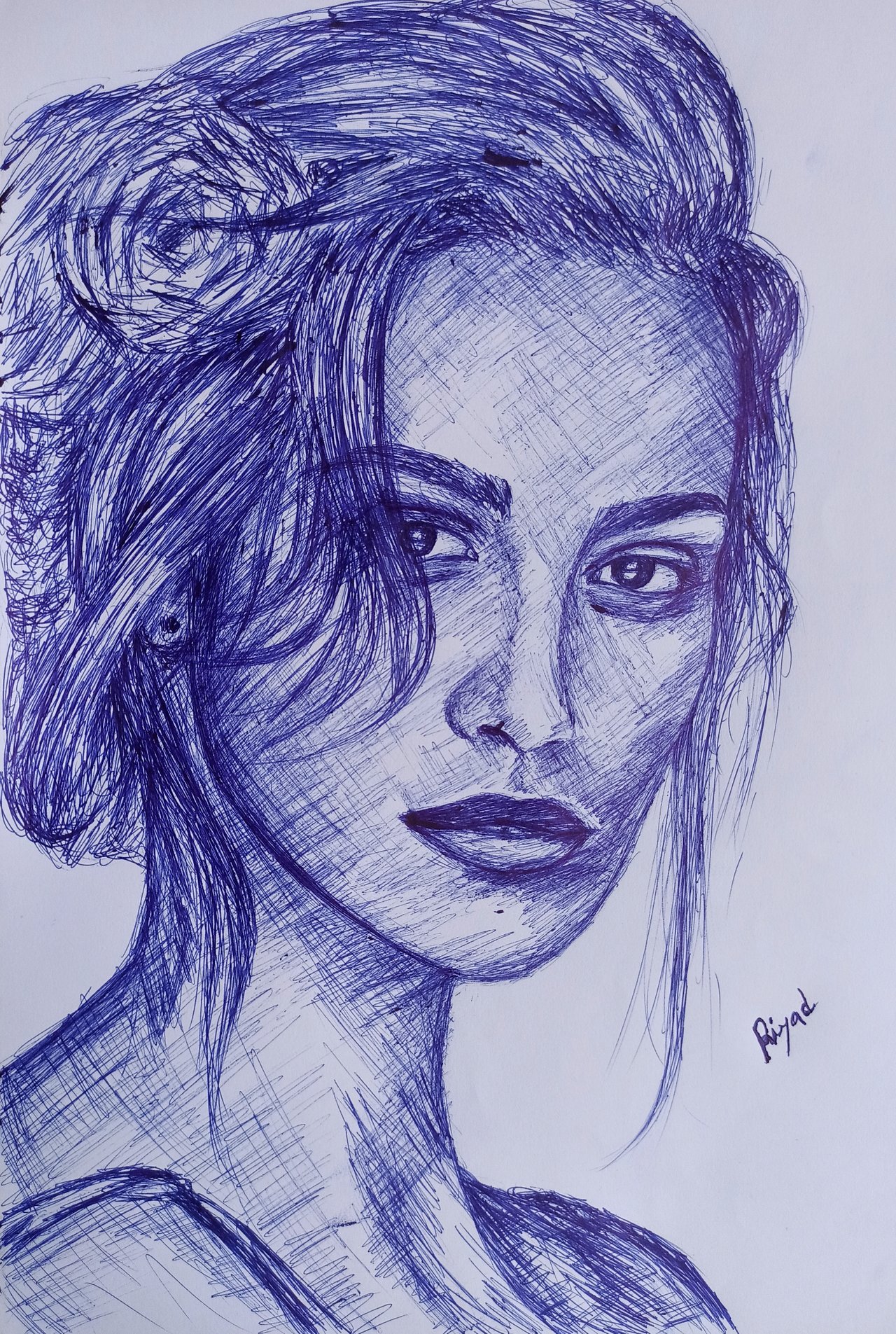 Portrait Of A Girl Ballpoint Pen Drawing Peakd