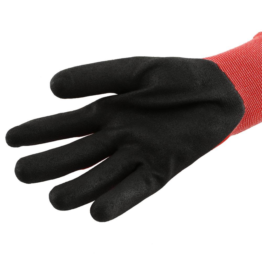 7 Large Red Nitrile Level 1 Cut Resistant Dipped Work Gloves