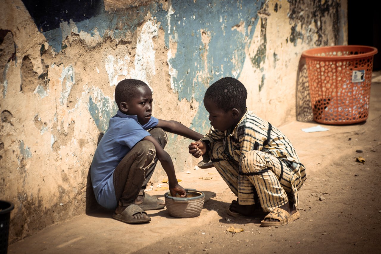 Hunger in a poor family.