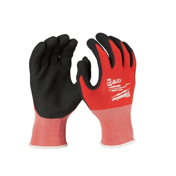 3 Large Red Nitrile Level 1 Cut Resistant Dipped Work Gloves