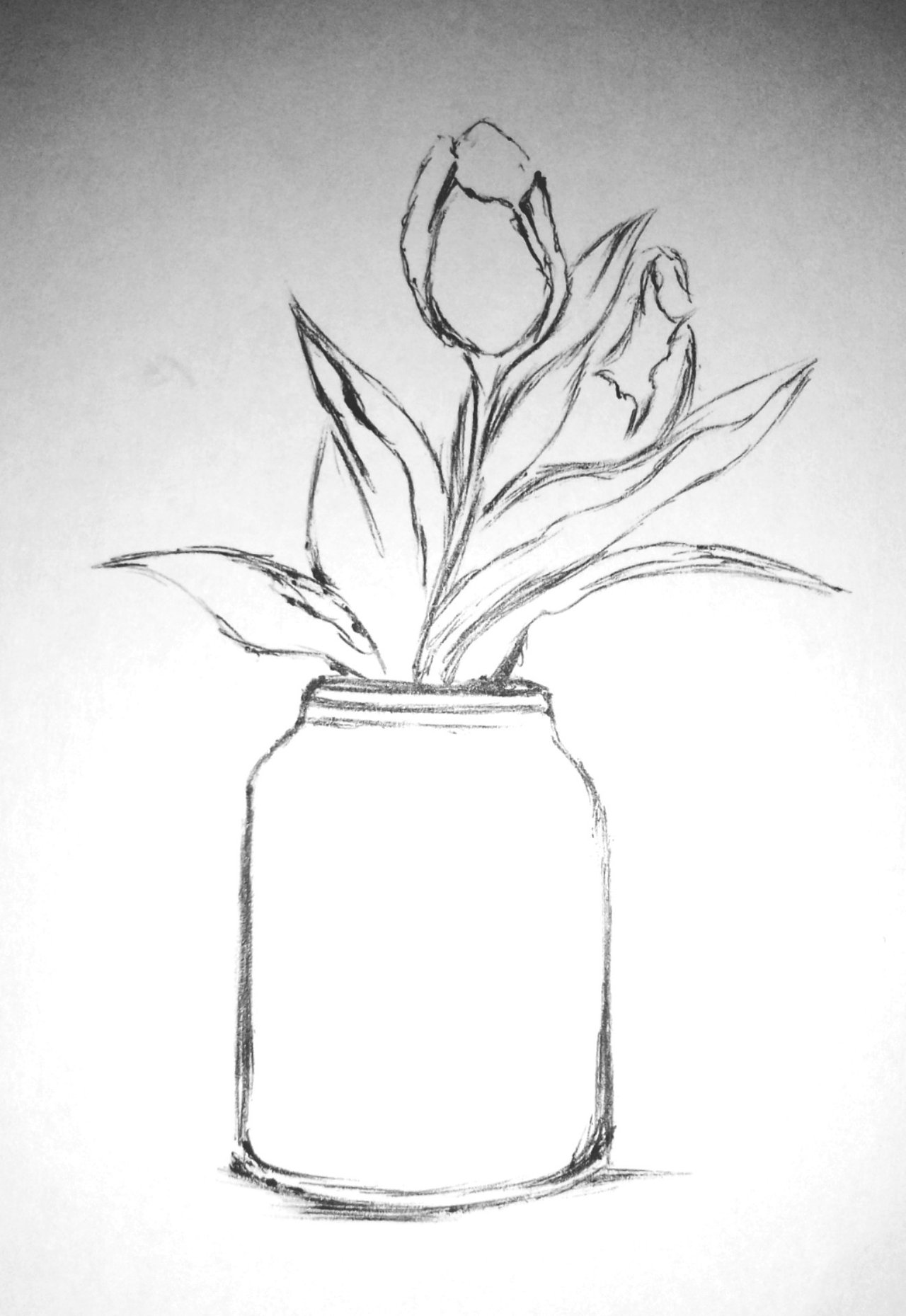 How To Draw Flowers In A Vase Step By Step