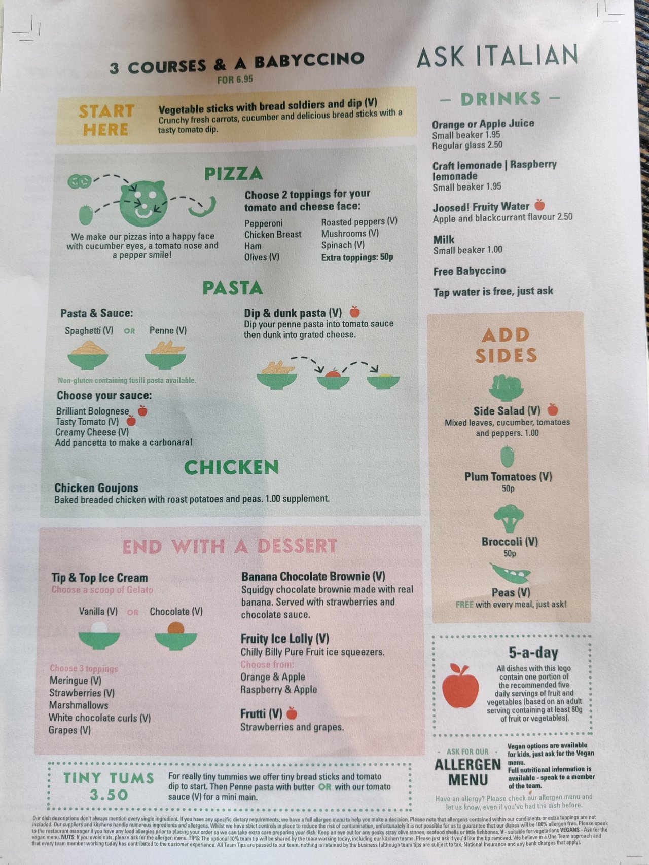 Ask italian deals menu