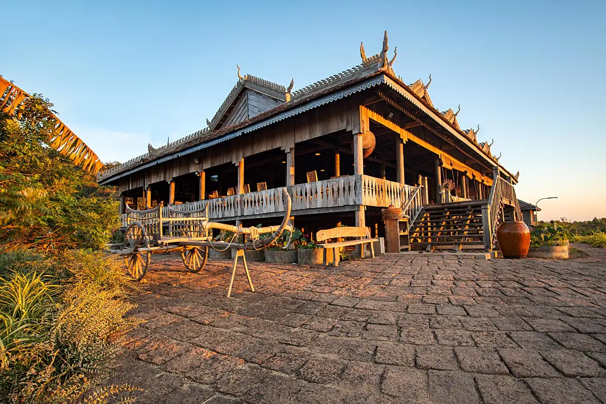 Store and restaurant at the La Plantation is inside this 80-year old dining hall from nearby monastery.