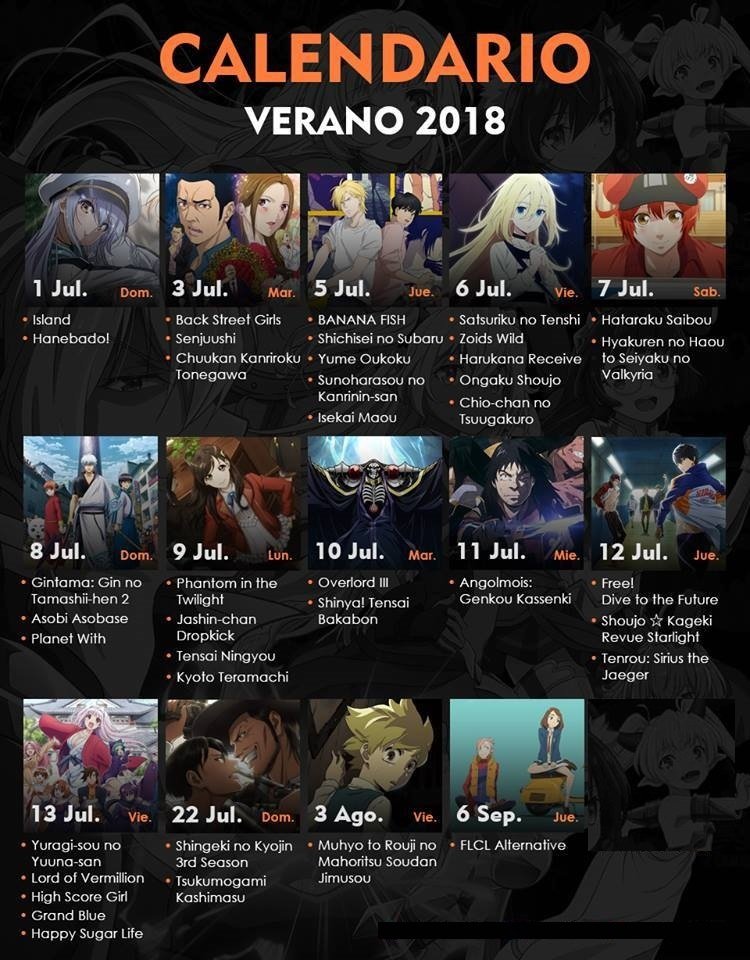 Calendario anime 2018 XD