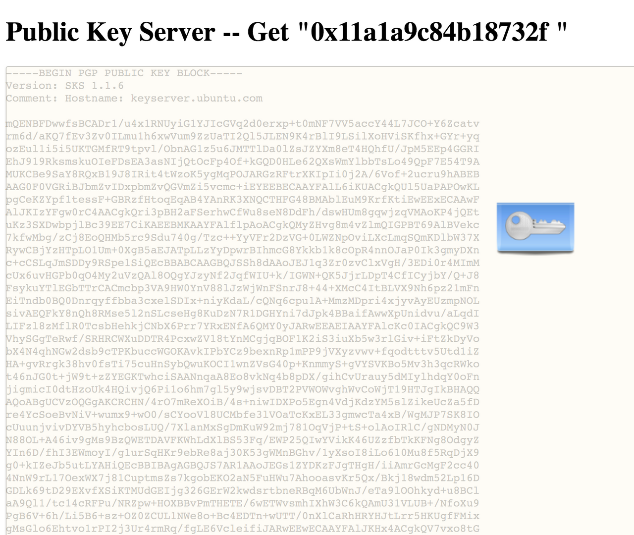 Public key in text form