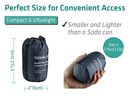 5 TREKOLOGY Ultralight Inflatable Camping Travel Pillow - ALUFT 2.0 Compressible, Compact, Comfortable, Ergonomic Inflating Pillows for Neck & Lumbar Support While Camp, Hiking, Backpacking