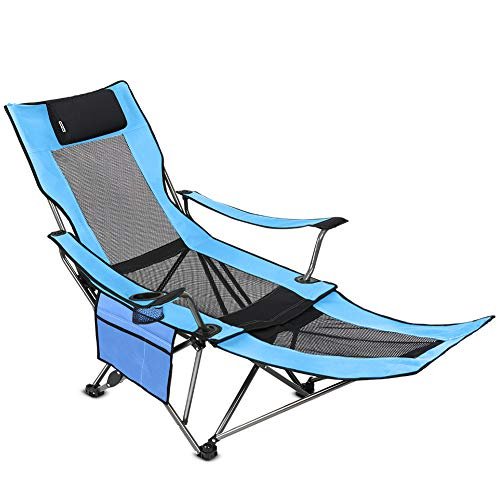 2 OUTDOOR LIVING SUNTIME Camping Folding Portable Mesh Chair with Removabel Footrest
