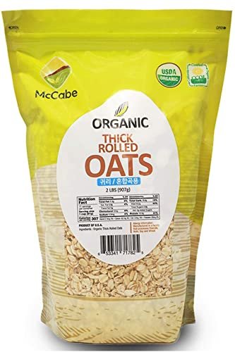 3 McCabe Organic Thick Rolled Oats - Extra Thick Rolled Oats | Rich with Fiber & Minerals | USDA and CCOF Certified | Product of USA | 2Lbs | Pack of 2