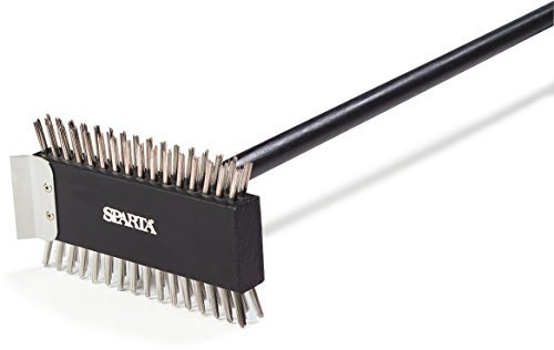 2 SPARTA 4029000 Stainless Steel Grill Brush, Grill Scraper With Metal Bristles, 30.5 Inches, Black