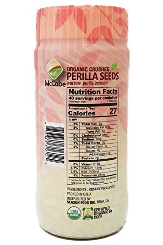 1 McCabe Organic Crushed Perilla Seeds - Perilla Seed Powder | Rich with Fiber & Minerals | USDA and CCOF Certified | Packed in USA | 7oz