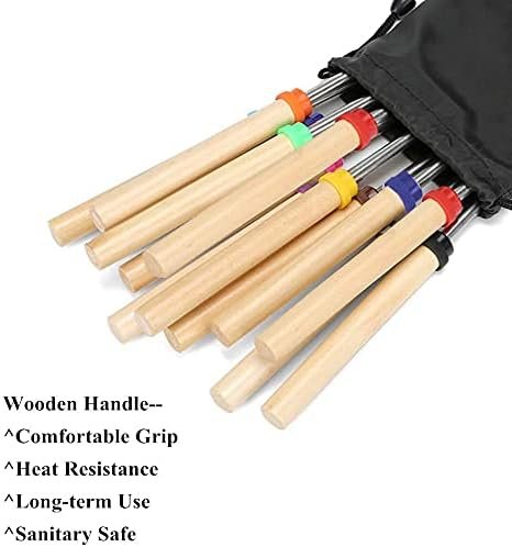 2 Ajmyonsp Marshmallow Roasting Sticks Smores Stick for Fire Pit - Hot Dog Campfire Skewers Mashmellow Camping 32 Inch Long Extendable Forks 5 Pack