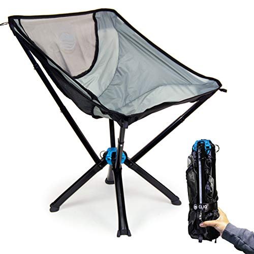 1 Cliq Camping Chair - Most Funded Portable Chair in Crowdfunding History. Bottle Sized Compact Outdoor Chair Sets up in 5 Seconds Supports 300lbs Aircraft Grade Aluminum