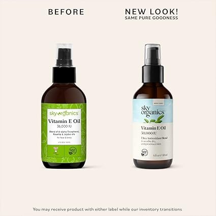 2 Sky Organics Vitamin E Oil Blend for Face 36,000 IUs to Moisturize, Restore & Smooth, 4 fl. Oz