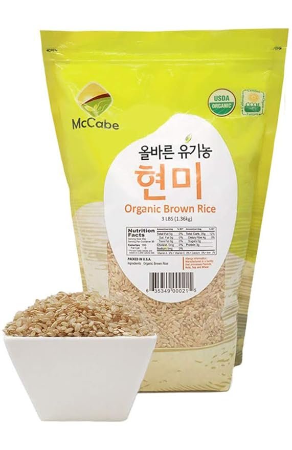 3 McCabe Organic Brown Rice - Brown Rice Organic | Rich with Fiber & Minerals | USDA and CCOF Certified | Product of USA | 3Lbs