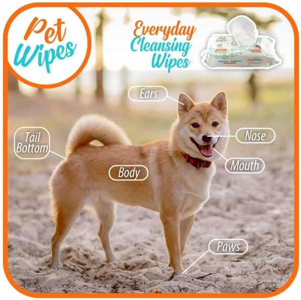 2 pet Wipes for Dogs and Cats Hypoallergenic Natural Products for Cleansing from Nose to Tail 100 Count 8x7in Wipes Perfect for Grooming and Cleaning Made in The USA Fragance-Free