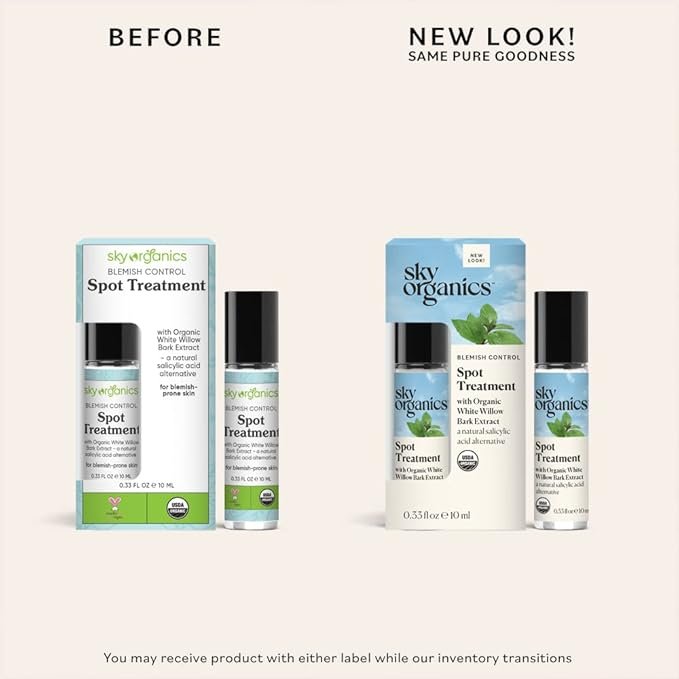 7 Sky Organics Blemish Control Spot Treatment for Face USDA Certified Organic to Target, Reduce & Improve Blemishes, 0.33 fl. Oz