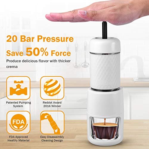 4 STARESSO Compact Espresso Maker - Hand-Powered Espresso with Luxurious and Velvety Crema