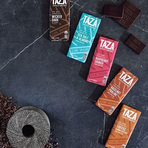 3 Taza Chocolate Organic Amaze Bar 80% Stone Ground, Sea Salt Almond, 2.5 Ounce (6 Count), Vegan