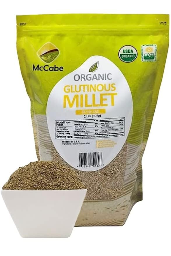 1 McCabe Organic Glutinous Millet - Organic Glutinous Millet for Whole Millet Flour Milling at Home | Rich with Fiber & Minerals | USDA and CCOF Certified | Product of USA | 2Lbs