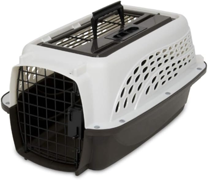 1 Petmate Two-Door Small Dog & Cat Carrier, Top or Front Loading, Made with Recycled Materials, 19 inches, For Pets up to 10 Pounds, Made in USA,White