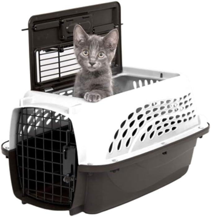 2 Petmate Two-Door Small Dog & Cat Carrier, Top or Front Loading, Made with Recycled Materials, 19 inches, For Pets up to 10 Pounds, Made in USA,White