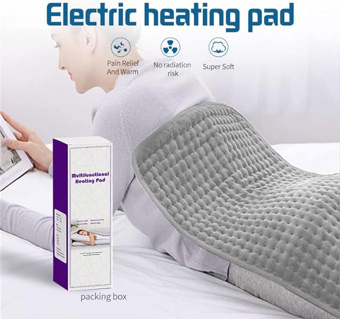 1 Heating Pad - Electric Heat Pad for Back Pain Muscle Pain Relief,Hot Heated Pad for Shoulders, Neck, Abdomen, Back, Limbs, etc,Machine Washable, Auto Shut Off Function（12 "x 24"）