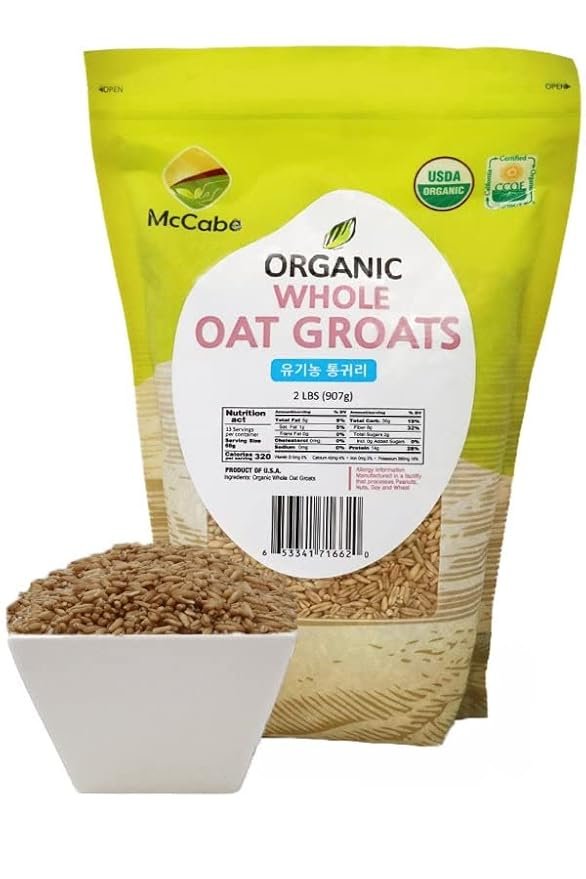 1 McCabe Organic Whole Oats Groats - Whole Grain Oats 2Lbs | Organic Raw Oats Groats | USDA and CCOF Certified | Product of USA
