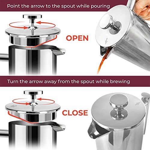 6 Stainless Steel Coffee Maker - Insulated with Advanced Filtration System