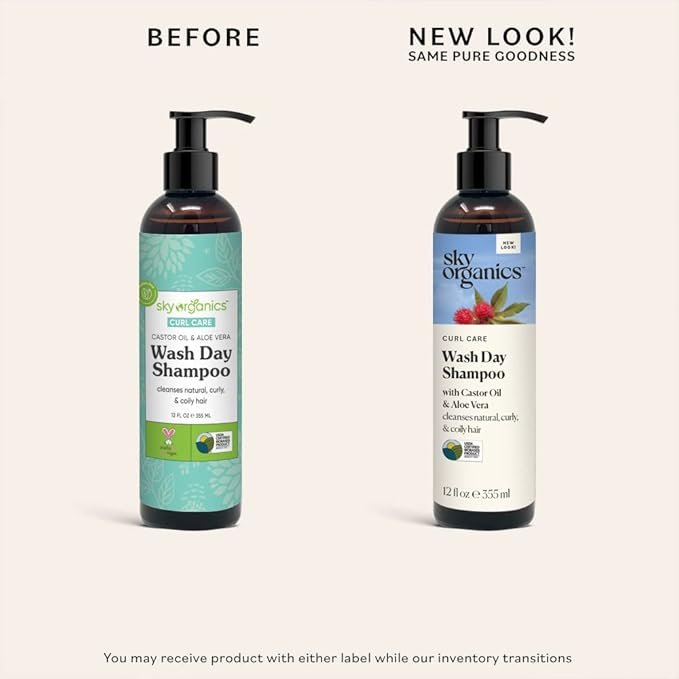 1 Sky Organics Curl Care Bio-Based Wash Day Shampoo for Hair USDA Certified Bio-Based to Cleanse, Hydrate & Enhance Curls, 12 fl. Oz