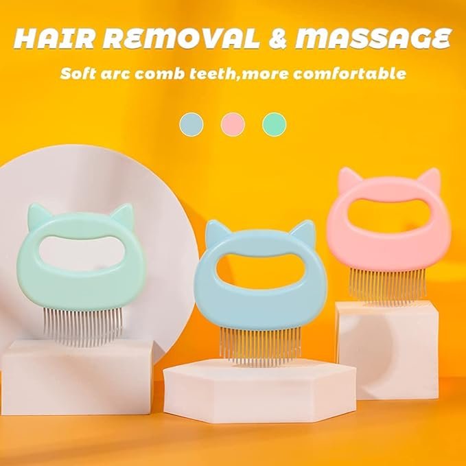 4 Cat Comb Pet Cat Short & Long Hair Removal Massaging Shell Comb Soft Deshedding Brush Grooming and Shedding Matted Fur Remover Massage Dematting Tool for Dog Puppy Rabbit Bunny (3 Piece)