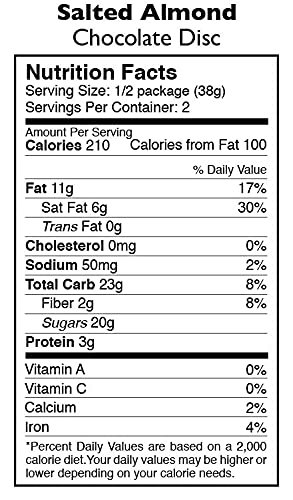 2 Taza Chocolate Organic Mexicano Disc 40% Dark Chocolate, Salted Almond, 2.7 Ounce (12 Count), Vegan