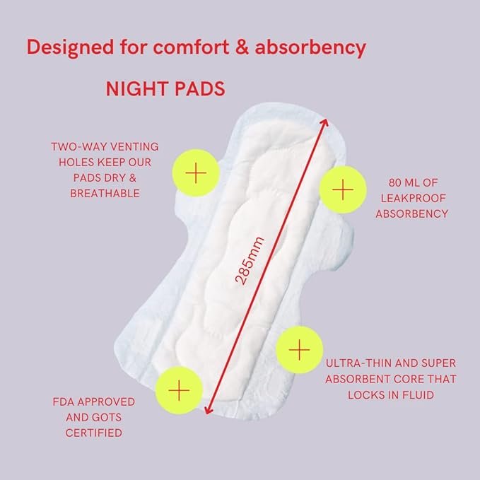 1 August Menstrual Pad Multipack | 100% Certified Organic Cotton | Compostable Wrappers | Toxin and Fragrance Free | Hypoallergenic | Includes 32 Night Pads and 32 Liners