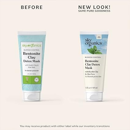 1 Sky Organics Blemish Control Bentonite Clay Detox Mask for Face to Detoxify, Cleanse & Soothe, 4 fl. Oz
