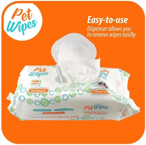 1 pet Wipes for Dogs and Cats Hypoallergenic Natural Products for Cleansing from Nose to Tail 100 Count 8x7in Wipes Perfect for Grooming and Cleaning Made in The USA Fragance-Free