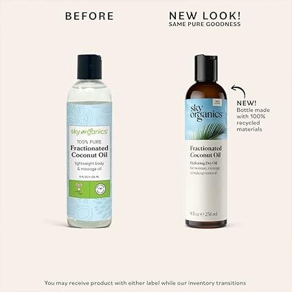1 Sky Organics Fractionated Coconut Oil for Body & Face, 100% Pure to Condition, Soften & Smooth, 8 fl. Oz