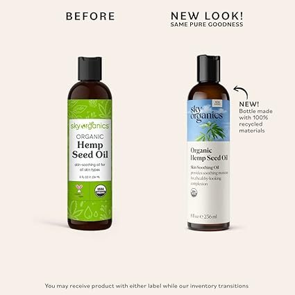 1 Sky Organics Organic Hemp Seed Oil for Face, 100% Pure & Cold-Pressed USDA Certified Organic to Nourish, Soothe & Strengthen, 8 fl. Oz.