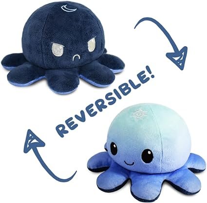 2 TeeTurtle - Day-Night Reversible Mood Octopus Plushie