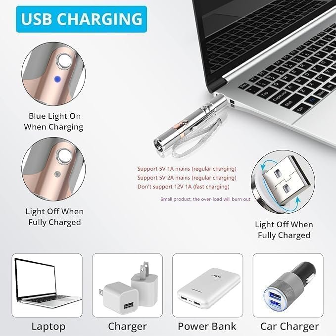 2 Cat Laser Toy, 2 Pieces USB Rechargeable Laser Pointer, Long Range 5 Modes Laser, Interactive Kitten Toy for Indoor Cat and Dog