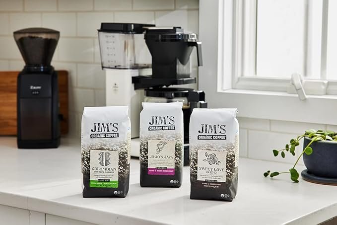 4 Jim’s Organic Coffee – Colombian – Single Origin, Medium Roast - Whole Bean, 5 lb Bag