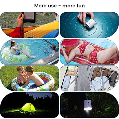 5 FLEXAIR Portable Mini Air Pump Rechargeable with USB - Lightweight Pump for Inflating/Deflating Pool Floats, Air Beds, Mattresses, Swim Rings, and Vacuum Bags with 1300mAh Battery
