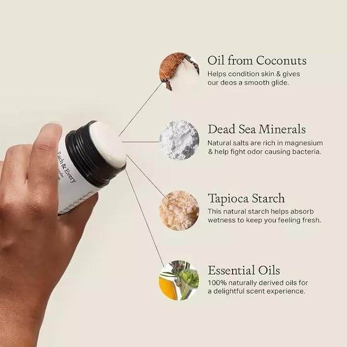 4 Each & Every 2-Pack Natural Aluminum-Free Deodorant for Sensitive Skin with Essential Oils, Plant-Based Packaging (Lavender & Lemon, 2.5 Ounce (Pack of 2))